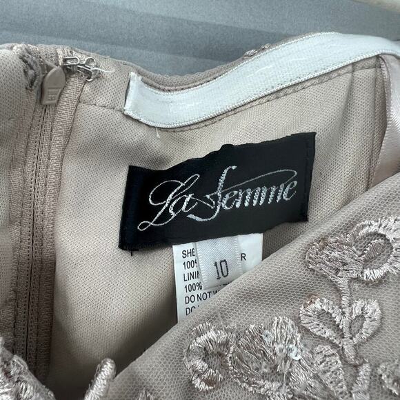 La Femme Gown Womens 10 Embroidered Off Shoulder Bridal Romantic Wedding Royal - Picture 14 of 14